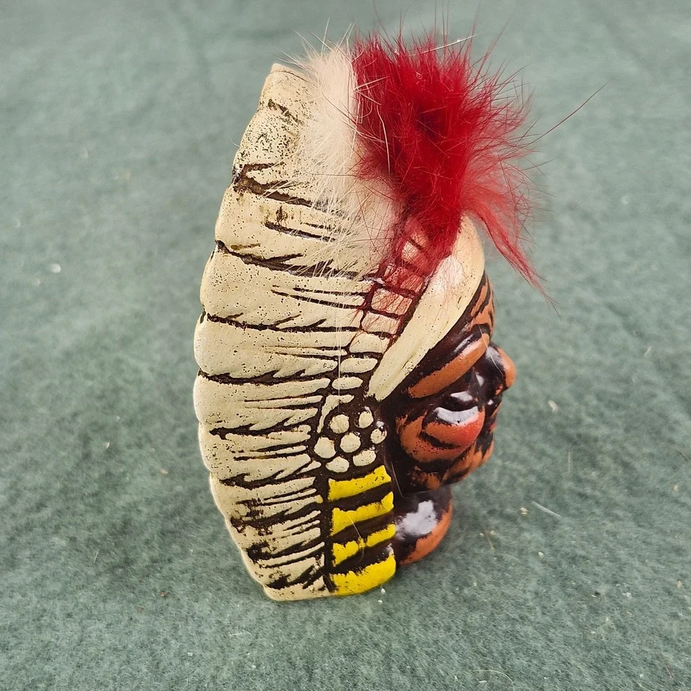 RARE Salt &‎ Pepper Shaker Set: Porcelain Indian Heads Almco Made In Japan
